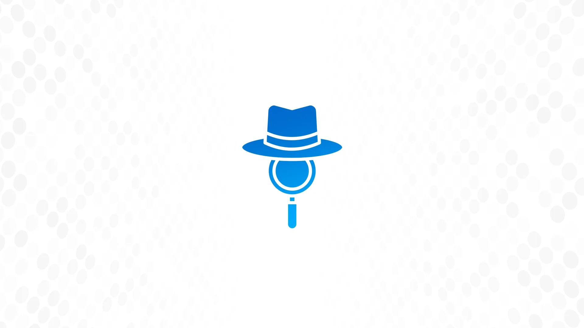 Blue fedora hat placed above a magnifying glass representing black hat SEO inspection and investigation.